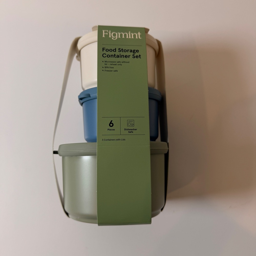 Figmint 6 Piece Food Storage Container Set Recycled PET BPA Free Earth Tones